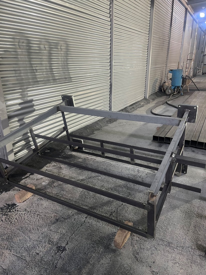 Pipe support frame under fabrication