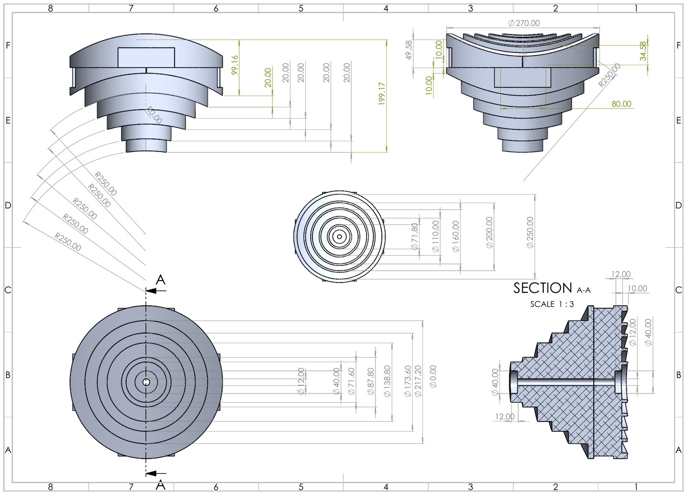 Pipe Element 500 dimensioned drawing