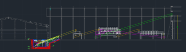 AutoCAD layout of the conveyor routing
