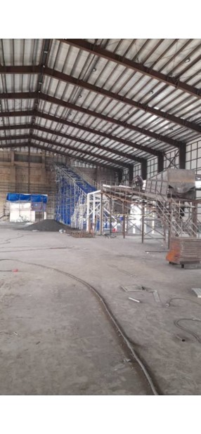 Steel structure erected inside the plant